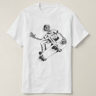 Skaten Skeleton-Skateboard T-Shirt