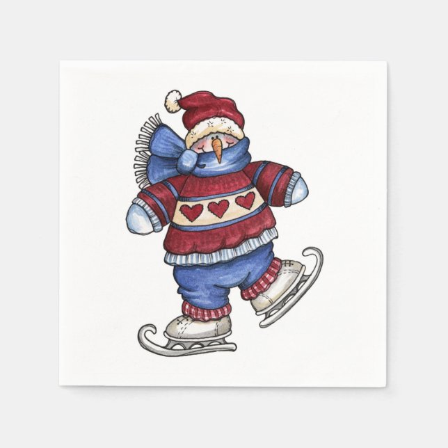 Skaten Snowman - Paper Napkins Serviette (Vorderseite)