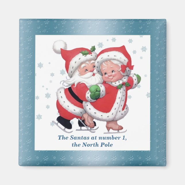 Skaten Snowman und Snowwoman Magnet (Vorne)