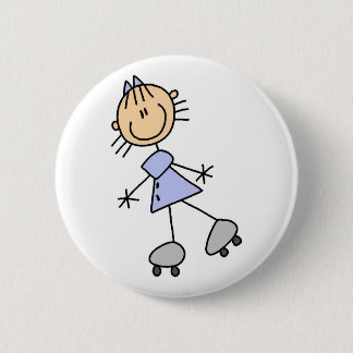 Skaten-Strichfigur-Mädchen-Knopf Button