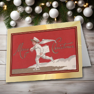 Skaten Weihnachts Lieferjunge Vintager Urlaub Karte