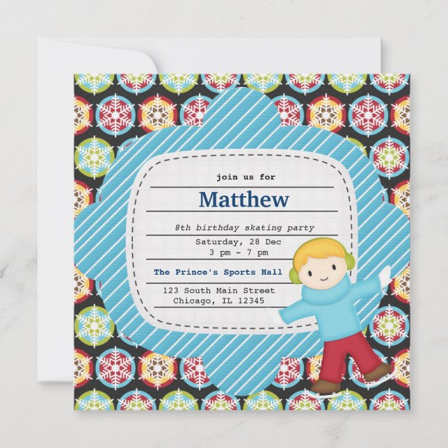 Skaten zum Geburtstag (Junge) Einladung (Vorderseite)