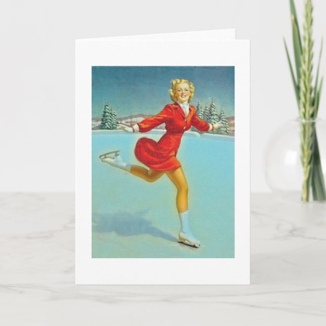 Skatenmädchen Feiertagskarte (Vorderseite)