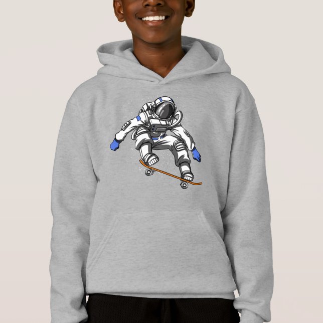 Skater Astronautin Skateboarding Cosmic Space Hoodie (Vorderseite)