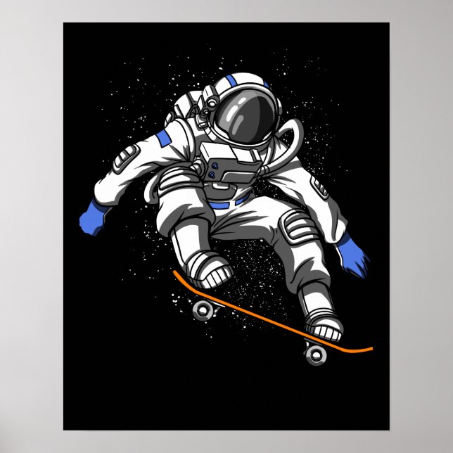 Skater Astronautin Skateboarding Cosmic Space Poster (Vorne)
