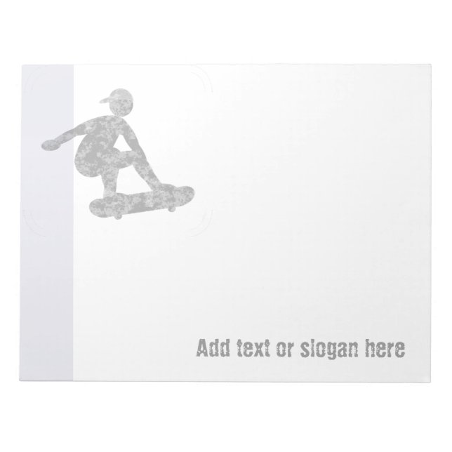 Skater auf Skateboard-Logos und Slogan Notizblock (Vorderseite)