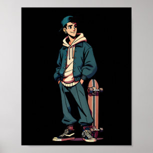 Skater Boy – Grunge Skateboarding Grafikdesign Poster