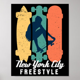 Skater Boy New York City Vintage Street Skateboard Poster