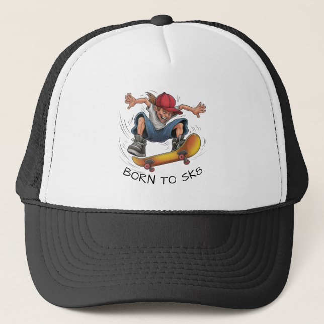 Skater Boy Skateboarding Hat Truckerkappe (Vorderseite)