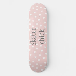 Skater Chick | Rosa Rosa mit weißen Herzmädchen Skateboard
