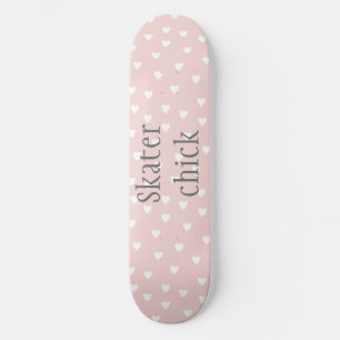 Skater Chick Rosa Rosa mit weißen Herzmädchen Skateboard