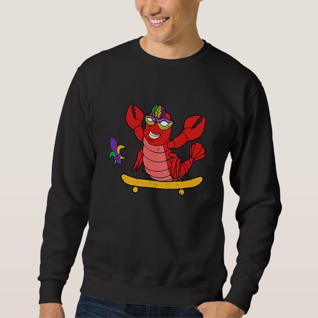Skater Crawfish Pocket Mardi Gras Mask Carnival Sk Sweatshirt (Vorderseite)
