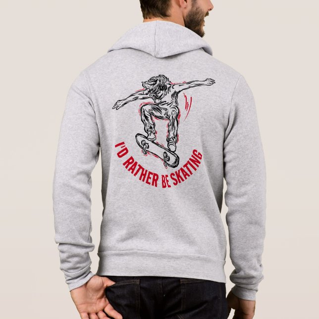 Skater, der mitten in der Luft fährt, statt Skaten Hoodie (Rückseite)
