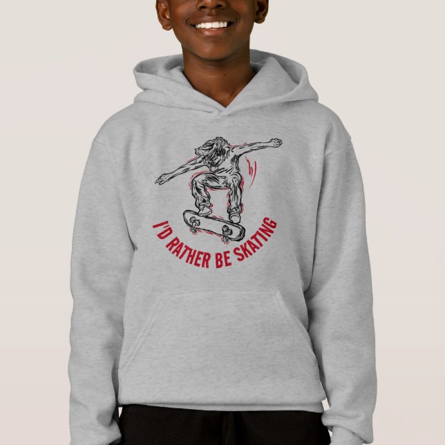 Skater, der mitten in der Luft fährt, statt Skaten Hoodie (Vorderseite)