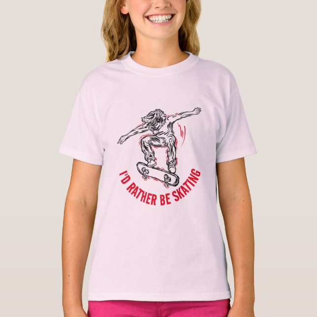Skater, der mitten in der Luft fährt, statt Skaten T-Shirt (Vorderseite)