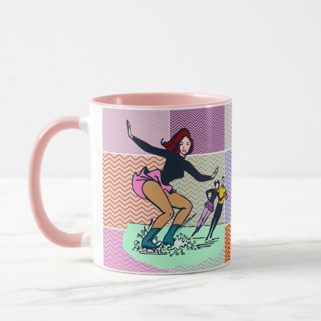 Skater der rosa Retro-Abbildung Tasse (Links)