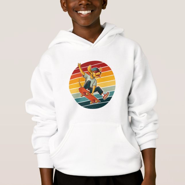 Skater Dog Retro Sunset  Hoodie (Vorderseite)