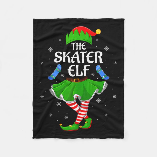 Skater Elf Christmas Family Girls Women Elf Squad  Fleecedecke (Vorderseite)