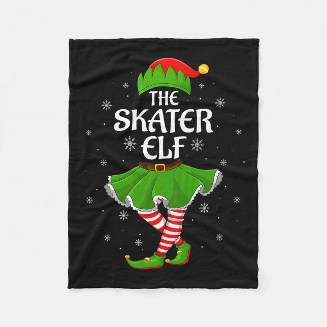 Skater Elf Christmas Family Girls Women Elf Squad  Fleecedecke (Vorderseite)