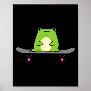Skater Frosch Kaulquappe Amphibie Skateboardfahren Poster