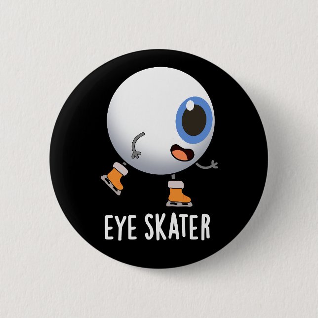 Skater Funny Ice Skaten Pun Dark BG Button (Vorderseite)