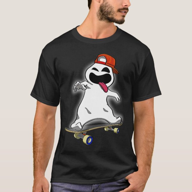 Skater Ghost Women Beängstigend Ghost Halloween Li T-Shirt (Vorderseite)