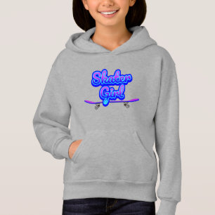 Skater Girl Blue Mauve Graffiti Skateboard Hoodie