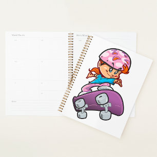 Skater Girl Fun Pink Helm Skateboard Planer