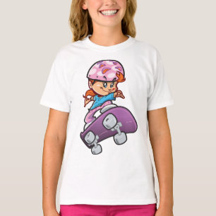 Skater Girl Fun Pink Helm Skateboard T-Shirt