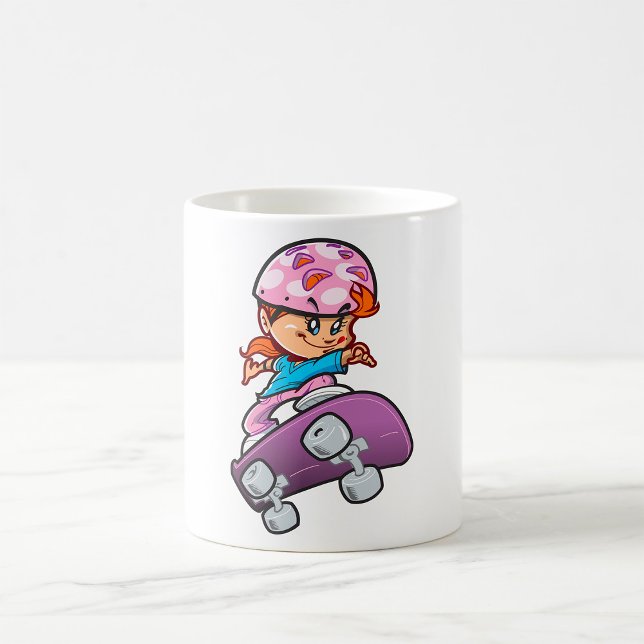 Skater Girl Fun Pink Helmet Skateboard Kaffeetasse (Von Creator hochgeladen)