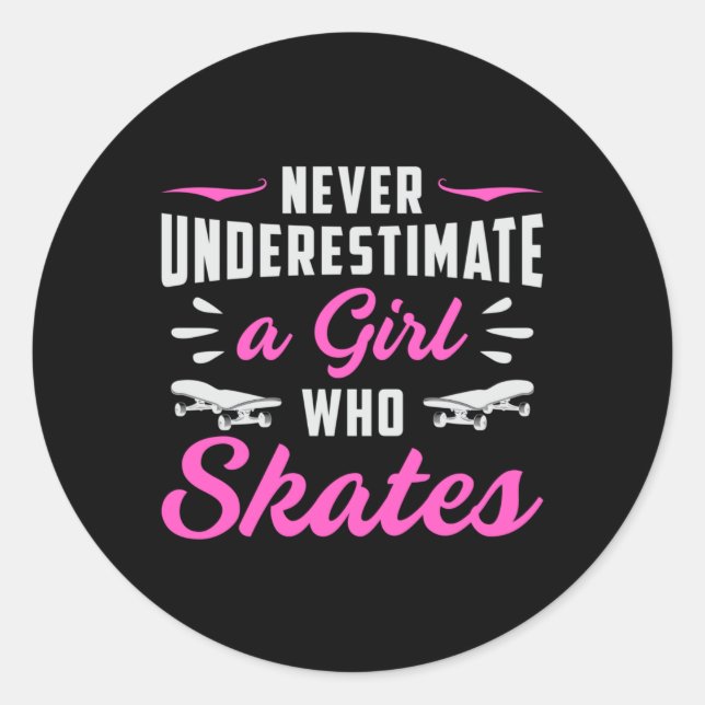 Skater Girl Girls Sk8 Skaten Skateboard Geschenk I Runder Aufkleber (Vorderseite)
