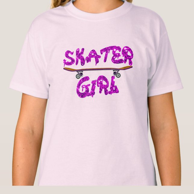 Skater Girl Lila Pink Skateboard T-Shirt (Von Creator hochgeladen)