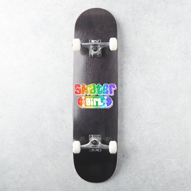Skater Girl | Niedlich Rainbow Sparkle Glitzer Twe Aufkleber (Skateboard)