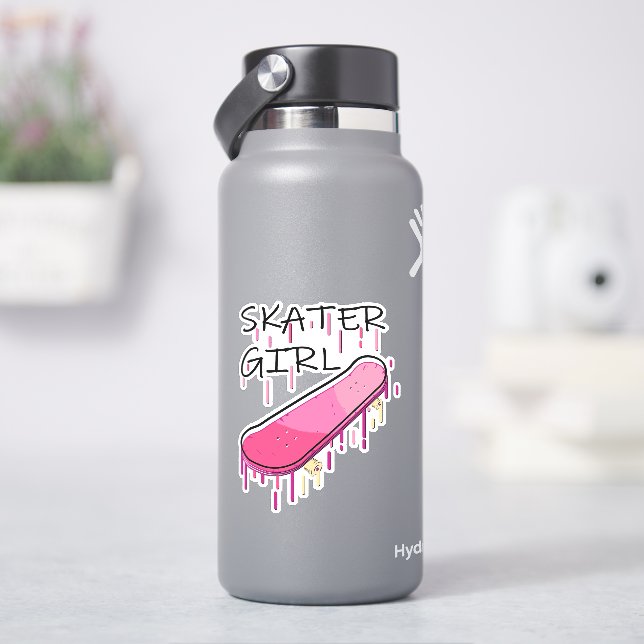 Skater Girl Skateboard 4" Kiss Cut Vinyl Sticker (HydroFlask)
