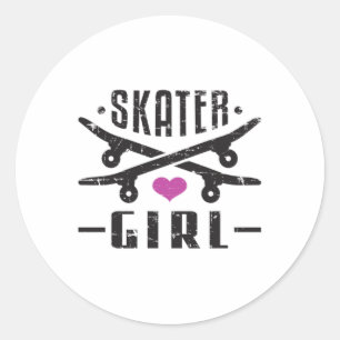 Skater Girl Skateboard Skaten Sk8 Skate Geschenk Runder Aufkleber