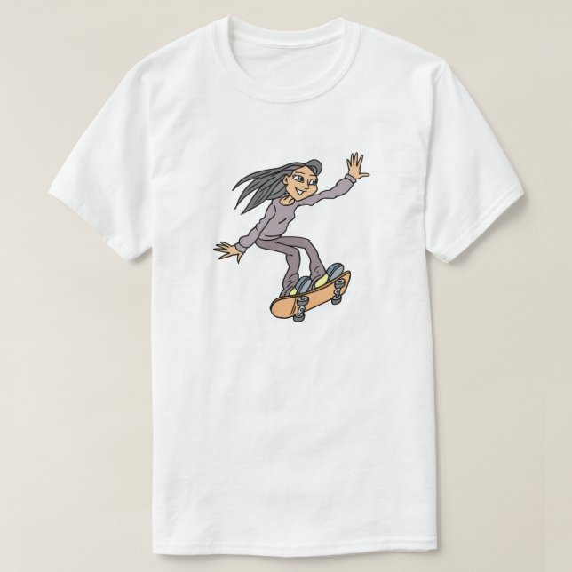 Skater Girl Skateboard Spaß Skateboard T-Shirt (Design vorne)