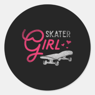 Skater Girl Skateboarderin Frauen Mädchen Skate Sk Runder Aufkleber