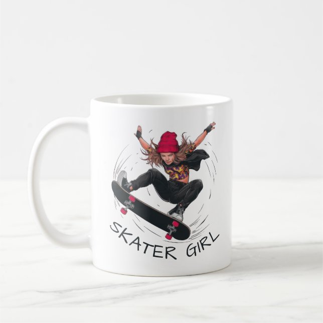 Skater Girl Skateboarding Kaffeetasse (Links)