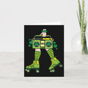 Skater Girl St Patricks Day Roller Skate Kleeblatt Karte