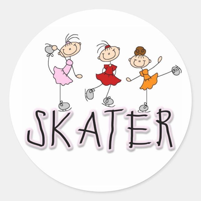 Skater Girl Strichmännchen Sticker (Vorderseite)