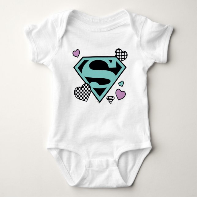 Skater Girl Supergirl Herz S Schild Baby Strampler (Vorderseite)