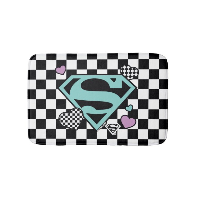 Skater Girl Supergirl Herz S Schild Badematte (Vorderseite)