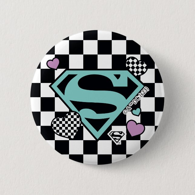 Skater Girl Supergirl Herz S Schild Button (Vorderseite)