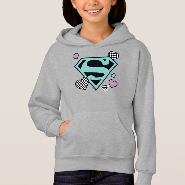 Skater Girl Supergirl Herz S Schild Hoodie (Vorderseite)