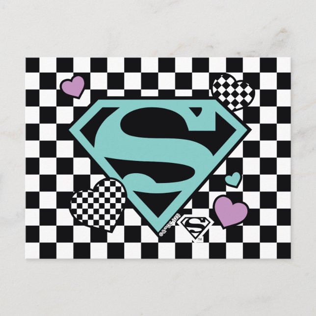 Skater Girl Supergirl Herz S Schild Postkarte (Vorderseite)
