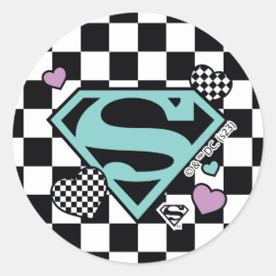 Skater Girl Supergirl Herz S Schild Runder Aufkleber