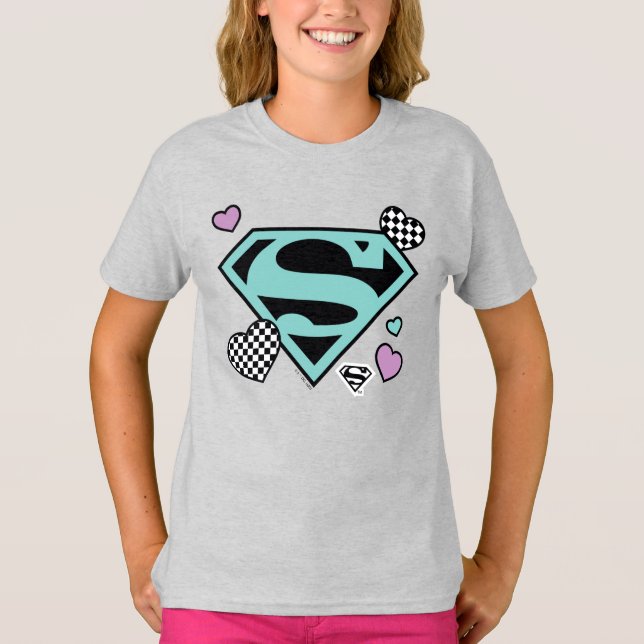 Skater Girl Supergirl Herz S Schild T-Shirt (Vorderseite)