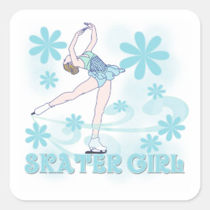 Skater Girl Tshirts und Geschenke Quadratischer Aufkleber