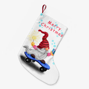 Skater Gnome mit Geschenken Weihnachten Strumpf Kleiner Weihnachtsstrumpf