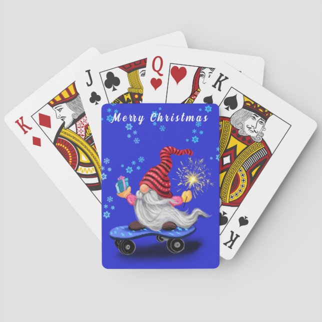 Skater Gnome mit Weihnachtskarten Spielkarten (Rückseite)